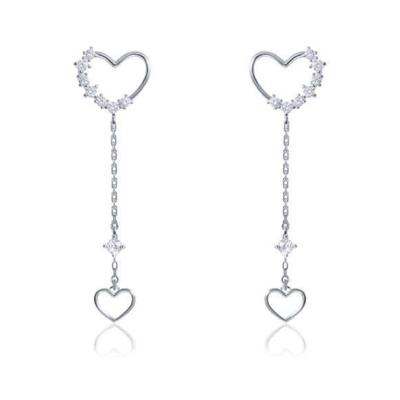 Harti Heart Olive Earrings - 14k Gold Plated Dainty Heart Drop Earrings - Picture 2 of 6